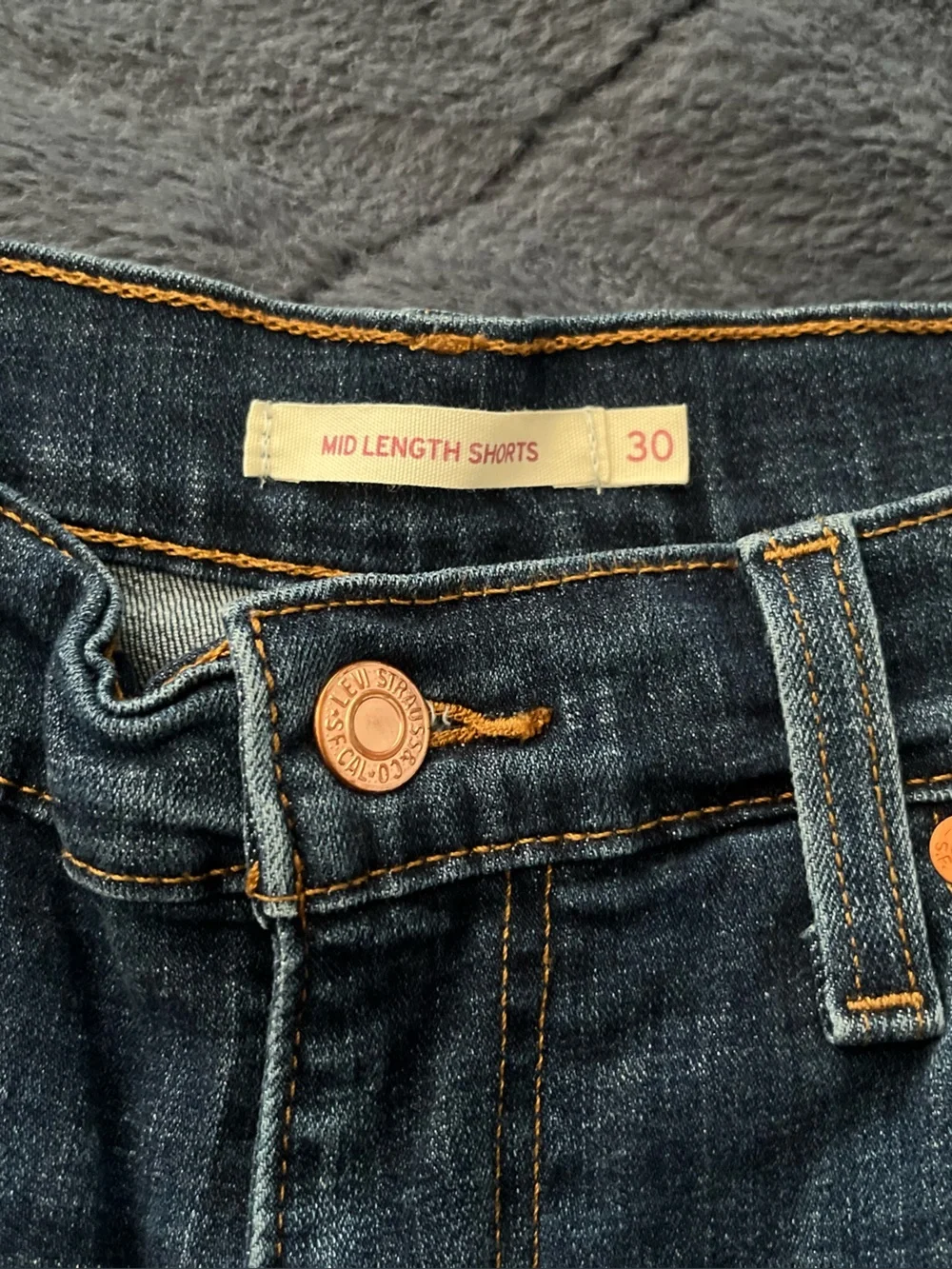 Levi's Dark Blue Rolled-Hem Jean Shorts